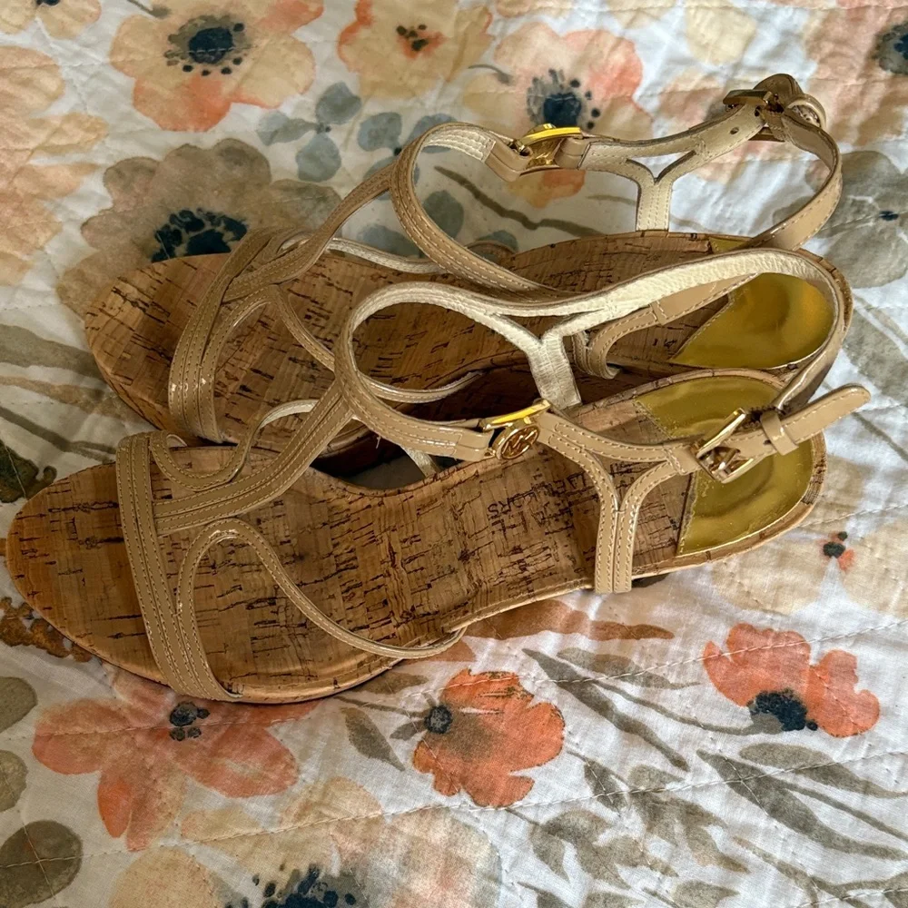 MICHAEL Michael Kors Beige Wedge Sandals - Picture 3 of 7